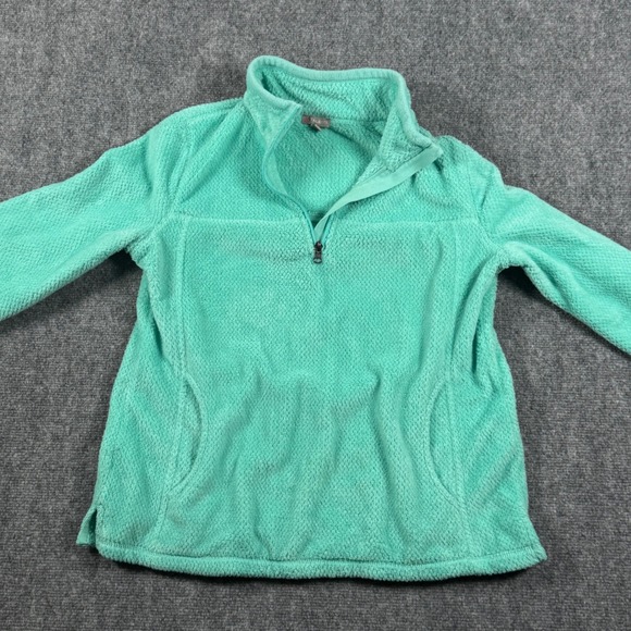 Talbots Fleece Pullover Quarter Zip Cozy Comfy Soft Mint Green M casual chic - Picture 5 of 9